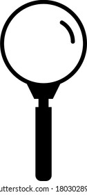 A black and white image of a magnifying glass that is used as a symbol for site searches in the digital world and is used to view and find small objects in the world of education and health