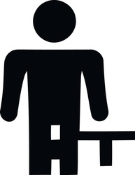 Black and white image of a male silhouette holding a key.