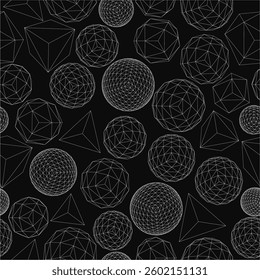 A black and white image of many different shaped spheres. The spheres are all different sizes and are scattered throughout the image. Scene is one of chaos and disorder