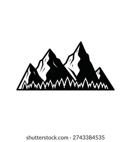 A black and white image of mountains
