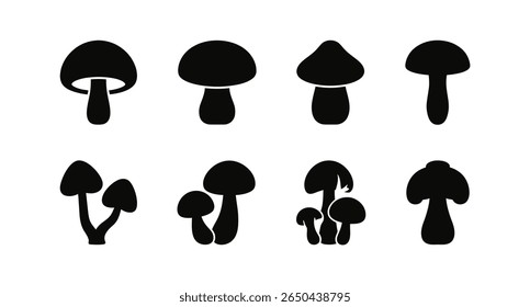 A black and white image of a mushroom group