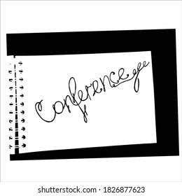 
Imagen en blanco y negro del bloc de notas y la conferencia de la palabra.