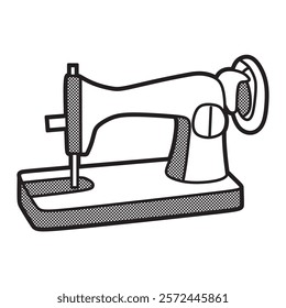 black and white image, old manual sewing machine vector