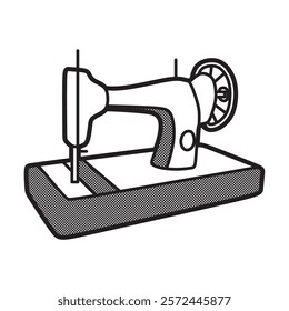 black and white image, old sewing machine vector