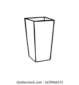 Black and white image of ornamental flowerpot. Vector illustration. Hand-drawn doodle for design, web, icons, children's illustrations.

