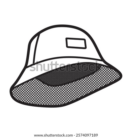 black and white image, outdoor hat tilted down