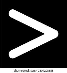 Black and white image of over symbol. a symbol in mathematics that compares two different values or two conditions where the left is more than the right.