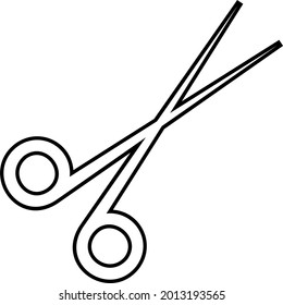 Black and white image of a pair of scissors. One of the tools that are usually used to cut fabric, hair and thin objects