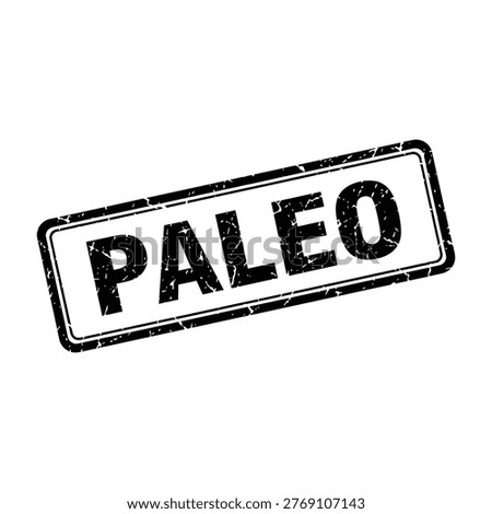 A black and white image of a paleo stamp on a clean white background, symbolizing a healthy eating lifestyle and dietary choice.