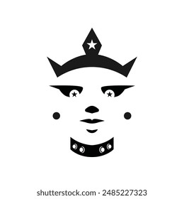 una Imagen en blanco y negro de la cabeza de una persona con una corona en ella.
