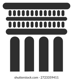 A black and white image of a pillar with four columns