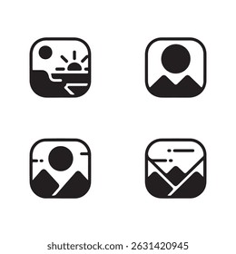 Black and White Image Placeholder Vector Icon Set 2