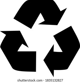 Black and white image of a recycling symbol in the form of an arrow forming a triangle that shows suggestions or invitations and possibly orders that are very important to be noticed and carried out