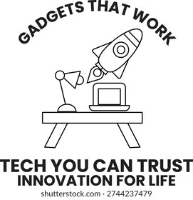 A black and white image of a rocket with the words 
