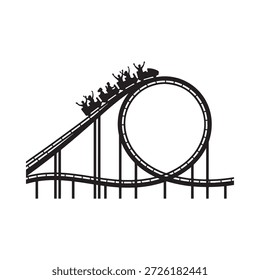 black and white image of a roller coaster with people on it