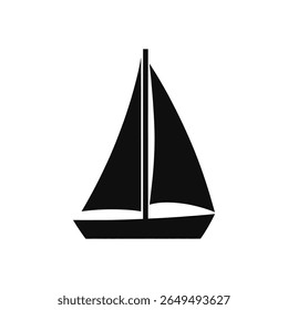 A black and white image of a sailboat