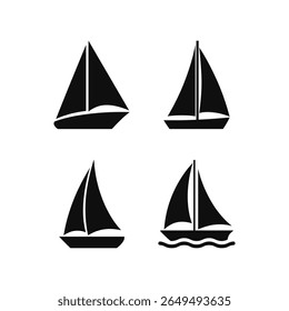 A black and white image of a sailboat