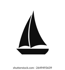 A black and white image of a sailboat