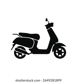 A black and white image of a scooter