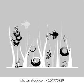 black and white image of the seabed with the fishes