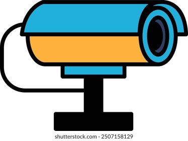 A black and white image of a security camera. The camera is on a pole and has a black and white color scheme. The camera is a symbol of surveillance and monitoring