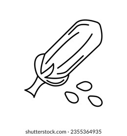 Black and white image of a sesame. Vector image, eps