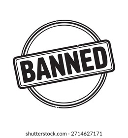 Una Imagen en blanco y negro que muestra un cartel circular prohibido con letras en negrita