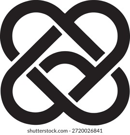 Una Imagen en blanco y negro que muestra bucles entrelazados en un diseño moderno y llamativo.