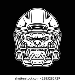 black and white image showing a bulldog who became the mascot of American football, and wore the helmet of an American football player. svg