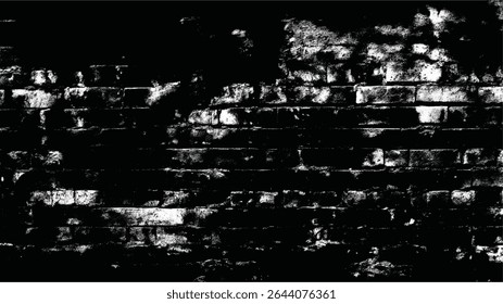 uma imagem em preto e branco mostrando uma textura de parede de tijolos aflita com contraste e desgaste intensos