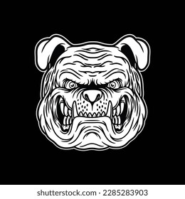 black and white image showing the head of the bulldog who became the mascot