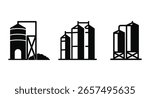A black and white image of a silo icon vector set