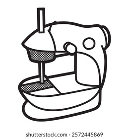 black and white image, simple portable sewing machine vector