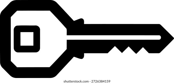Una Imagen en blanco y negro de una sola llave con un agujero cuadrado