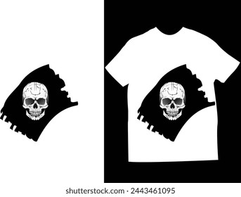a black and white image of a skull and a t - shirt with a skull on it.