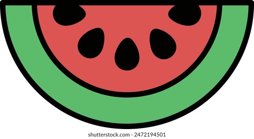 A black and white image of a slice of watermelon. The slice is cut in half, and the seeds are visible. The image has a simple and minimalistic design, with the focus on the watermelon slice