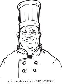 Black and white image of a smiling chef