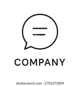 Uma imagem em preto-e-branco de um balão de fala e texto, representando a comunicação da empresa.
