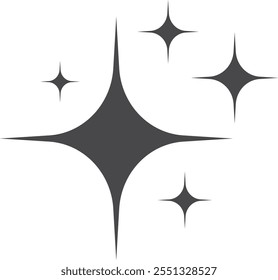 A black and white image of a star with five other stars surrounding it
