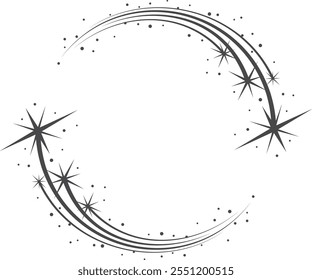 A black and white image of a starry night sky with a spiral design