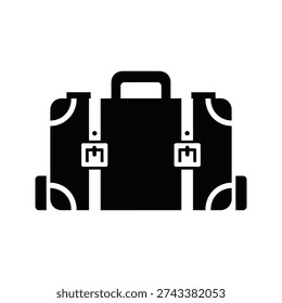 A black and white image of a suitcase