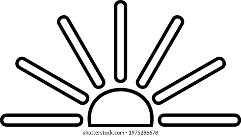 Black and white image of the sun. Sun symbol
