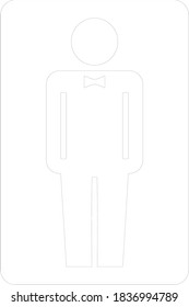 Black and white image of a symbol indicating that the place is designated for a person who is male.