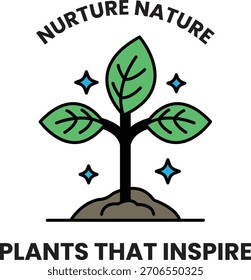 Uma imagem em preto e branco de uma árvore com as palavras "Nurture Nature" escritas abaixo dela