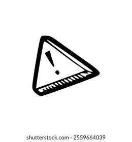 A black and white image of a triangle with an exclamation mark