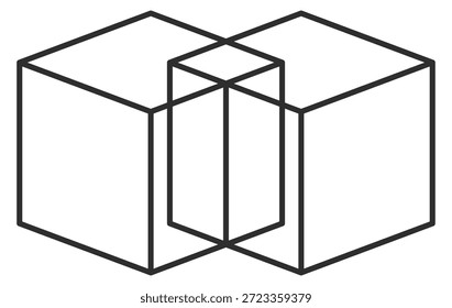Uma imagem em preto e branco de dois cubos com uma linha no meio