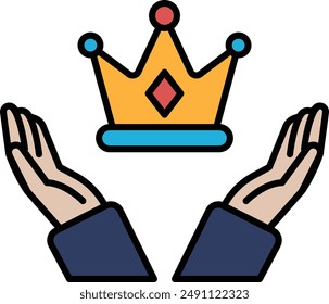 A black and white image of two hands holding a crown. Concept of protection and authority, as if the crown is being held over someone or something. The black and white color scheme adds a timeless