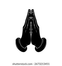 Imagen en blanco y negro de dos manos juntas en un gesto de oración.