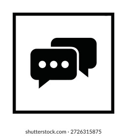 a black and white image of two speech bubbles in a square