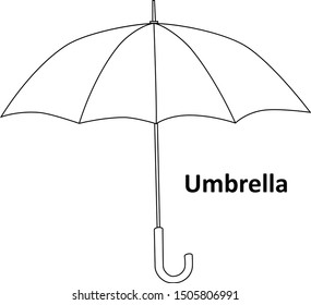 Black and white image of the umbrella isolated on white background. Art vector illustration.